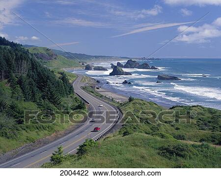 Oregon, Highway 101, Pistol River State Park, View Of Cars On Coastal Highway View Large Photo Image Stock Image - Oregon, Highway 101, Pistol River State Park, View Of Cars On Coastal Highway. Fotosearch
