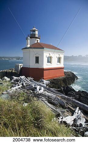 Stock Photo - Oregon, Historic Coquille River Lighthouse Along Coast Near Town Of Bandon.. Fotosearch