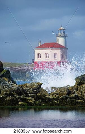 Oregon Lighthouse With Crashing Wave; Bandon Oregon United States Of America View Large Photo Image Stock Photo - Oregon Lighthouse With Crashing Wave; Bandon Oregon United States Of America. Fotosearch
