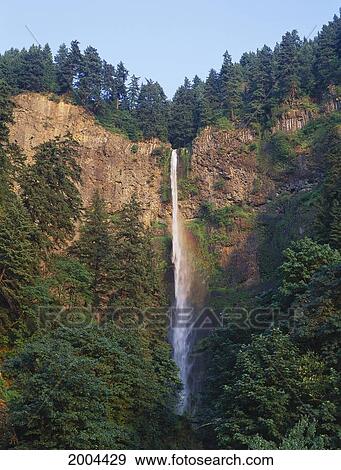 Oregon, Mt. Hood National Forest, Columbia River Gorge National Scenic Highway Multnomah Falls With Rainbow View Large Photo Image Stock Photo - Oregon, Mt. Hood National Forest, Columbia River Gorge National Scenic Highway Multnomah Falls With Rainbow. Fotosearch