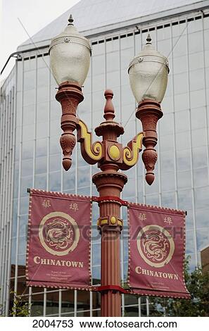 Oregon, Portland Downtown, Chinatown, Historic Lamppost Along Street. View Large Photo Image Stock Image - Oregon, Portland Downtown, Chinatown, Historic Lamppost Along Street.. Fotosearch