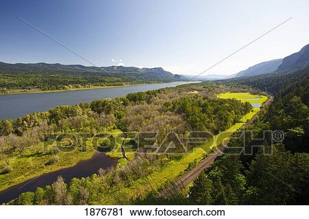 Oregon, United States Of America; A River And A Road Going Through Columbia River Gorge National Scenic Area View Large Photo Image Stock Image - Oregon, United States Of America; A River And A Road Going Through Columbia River Gorge National Scenic Area. Fotosearch
