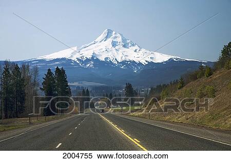 Stock Photography - Oregon, View Of Mount Hood From Highway Near Hood River.. Fotosearch