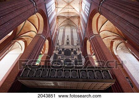 Stock Image - Organ In St. Nikolai Church, Wismar, Germany. Fotosearch