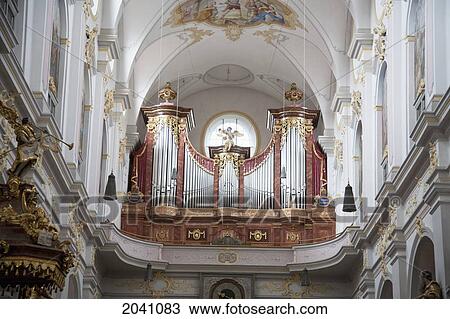 Stock Image - Organ Of The Church Of St. Peter, Munich, Bavaria, Germany. Fotosearch