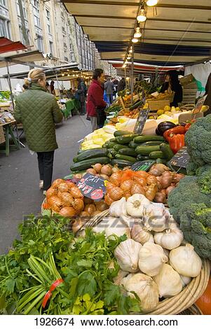Organic Fruit And Veg Market On Boulevard Raspail, St Germaine, Paris, France View Large Photo Image Picture - Organic Fruit And Veg Market On Boulevard Raspail, St Germaine, Paris, France. Fotosearch