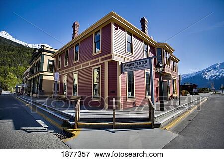 Stock Photo - Original White Pass & Yukon Route Train Depot In The Klondike Gold Rush National Historic Park; Skagway, Alaska, Usa. Fotosearch