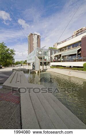 Stock Image - Ornamental Pool At The Civic Plaza, North Vancouver, British Columbia, Canada. Fotosearch