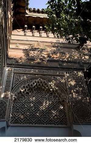 Stock Image - Ornate carved wood at the Bahia Palace; Marrakesh, Morocco. Fotosearch