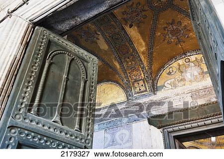 Stock Photo - Ornate Ceiling In The Hagia Sophia Museum; Istanbul Turkey. Fotosearch