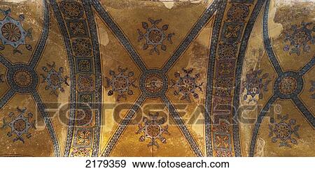 Stock Photo - Ornate Ceiling In The Hagia Sophia Museum; Istanbul Turkey. Fotosearch