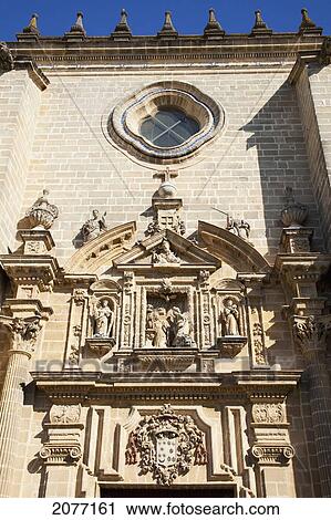 Stock Image - Ornate Design On The Facade Of The Cathedral; Jerez De La Frontera Andalusia Spain. Fotosearch
