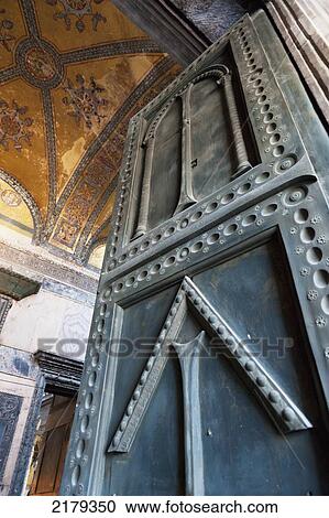 Stock Image - Ornate Door And Ceiling In The Hagia Sophia Museum; Istanbul Turkey. Fotosearch