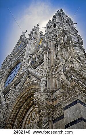 Ornate facade of Siena Cathedral; Siena, Italy View Large Photo Image Stock Photo - Ornate facade of Siena Cathedral; Siena, Italy. Fotosearch