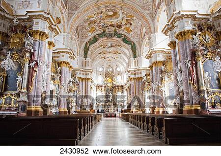 Ornate interior and centre aisle in Kloster Fuerstenfeldbruck; Bayern, Germany View Large Photo Image Stock Image - Ornate interior and centre aisle in Kloster Fuerstenfeldbruck; Bayern, Germany. Fotosearch