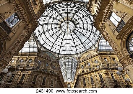 Ornate interior architecture with a glass domed ceiling; Milan, Italy View Large Photo Image Stock Image - Ornate interior architecture with a glass domed ceiling; Milan, Italy. Fotosearch