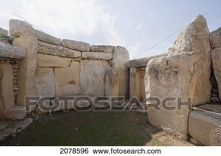 Stock Photograph - Ornate Niche In The South Temple Of The Mnajdra Megalithic Temple Complex, Malta. Fotosearch