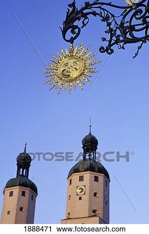 Ornate Sign And Clock Towers View Large Photo Image Stock Image - Ornate Sign And Clock Towers. Fotosearch