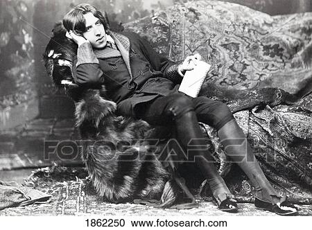 Stock Image - Oscar Fingal O'flahertie Wills Wilde 1854 1900 Irish Novelist Playwright Freemason Wit Photograph By Napoleon Sarony. Fotosearch