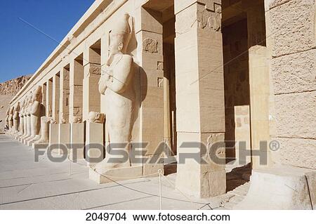 Picture - Osiride Statues In The Punt Colonnade Of The Hatshepsut Temple In Thebes (Deir-El-Bahri), Qina, Egypt. Fotosearch