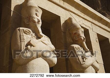 Osiris pillars (statues of the dead queen) queen hatshepsut funerary temple deir el-bahri; west bank luxor egypt View Large Photo Image Stock Image - Osiris pillars (statues of the dead queen) queen hatshepsut funerary temple deir el-bahri; west bank luxor egypt. Fotosearch