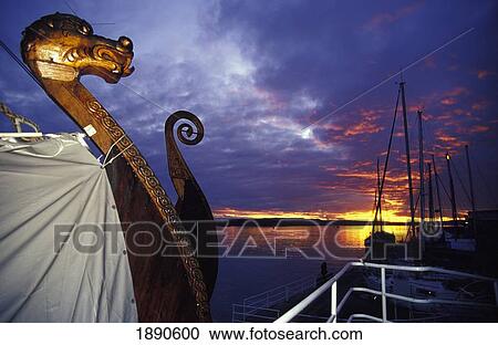 Stock Image - Oslo Harbor At Sunset. Fotosearch