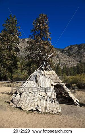 Stock Photo - Osoyoos Indian Band Teepee, Nk'mip Desert Cultural Centre, South Okanagan, British Columbia. Fotosearch