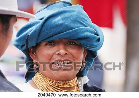 Stock Image - Otavaleno Woman, Otavalo, Imbabura, Ecuador. Fotosearch