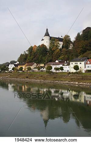 Ottensheim and Ottensheim Castle, as seen from the Danube River, Upper Austria, Austria View Large Photo Image Picture - Ottensheim and Ottensheim Castle, as seen from the Danube River, Upper Austria, Austria. Fotosearch