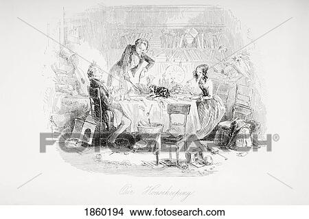 Picture - Our Housekeeping. Illustration From The Charles Dickens Novel David Copperfield By H. K. Browne Known As Phiz. Fotosearch