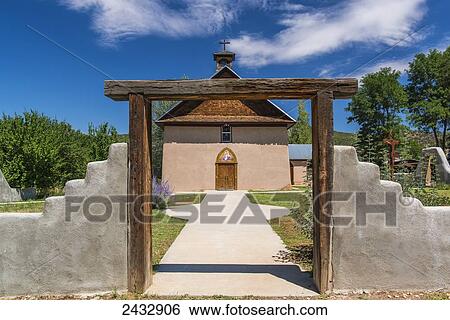 Stock Photograph - Our Lady of Sorrows Catholic Church; Arroyo Hondo, New Mexico, United States of America. Fotosearch