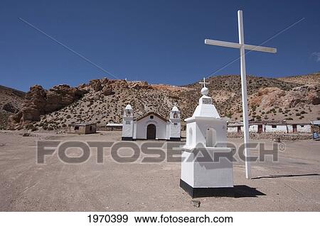Stock Photo - Our Lady Of The Rosary Chapel Of Andacollo Coska, Antofagasta Region, Chile. Fotosearch