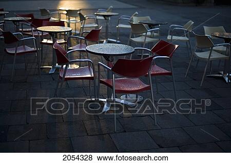 Stock Photo - Outdoor Cafe At Dawn; Reykjavik, Iceland. Fotosearch