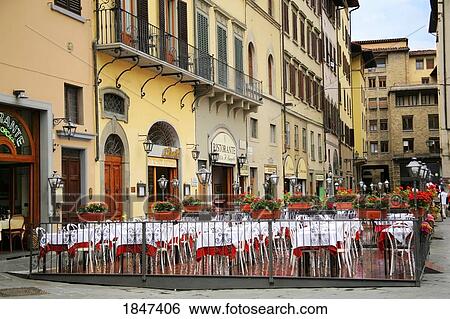 Stock Photograph - Outdoor Cafe In Street. Fotosearch