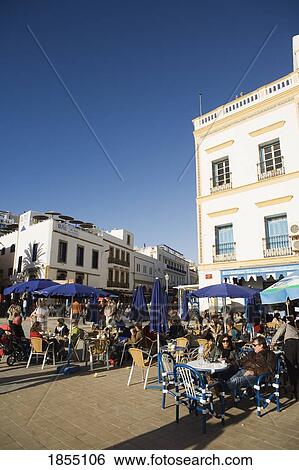 Outdoor Cafe, Place Moulay Hassan, Essaouria, Morocco View Large Photo Image Stock Photograph - Outdoor Cafe, Place Moulay Hassan, Essaouria, Morocco. Fotosearch