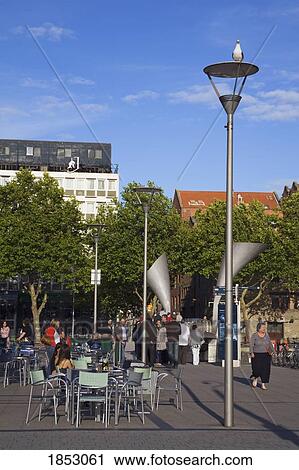 Stock Image - Outdoor Restaurant, Harbourside, Bristol, Wiltshire, England. Fotosearch