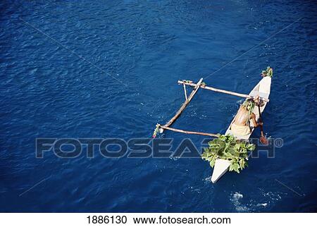 Outrigger Canoe With Plants, High Angle View View Large Photo Image Stock Image - Outrigger Canoe With Plants, High Angle View. Fotosearch