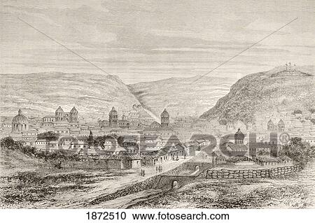 Stock Image - Overall View Of Cuzco, Peru, In The 19Th Century. From A 19Th Century Illustration.. Fotosearch