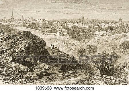 Stock Photo - Overall View Of Salem Massachusetts In 1870S. From American Pictures Drawn With Pen And Pencil By Rev Samuel Manning Circa 1880. Fotosearch