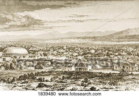 Stock Image - Overall View Salt Lake City, Utah, In 1870S. From American Pictures Drawn With Pen And Pencil By Rev Samuel Manning Circa 1880. Fotosearch