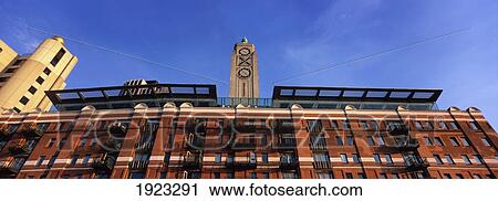 Stock Image - Oxo Tower On Southbank Of Thames, Low Angle View, London, England. Fotosearch