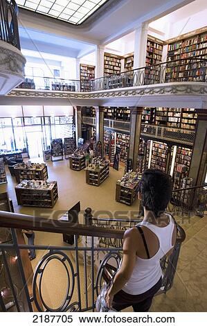 Stock Photography - Pablo Ferrando Building, Historical Site Built In 1917, Now A Bookshop, Art Nouveau Style, Montevideo, Uruguay, South America. Fotosearch