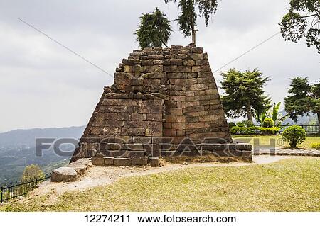 Stock Image - Paduraksa (roofed-gate) to the first terrace of the 15th-century Javanese-Hindu temple, Candi Sukuh, Central Java, Indonesia. Fotosearch