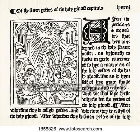 Stock Photograph - Page From The Royal Book Printed By William Caxton In 1484. From The National And Domestic History Of England By William Aubrey Published London Circa 1890. Fotosearch