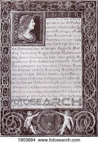 Page Of A 15Th Century Book, Designed For Matthias Corvinus, King Of Hungary, By An Unknown Miniaturist. After A Nineteenth Century Print. View Large Photo Image Picture - Page Of A 15Th Century Book, Designed For Matthias Corvinus, King Of Hungary, By An Unknown Miniaturist. After A Nineteenth Century Print.. Fotosearch
