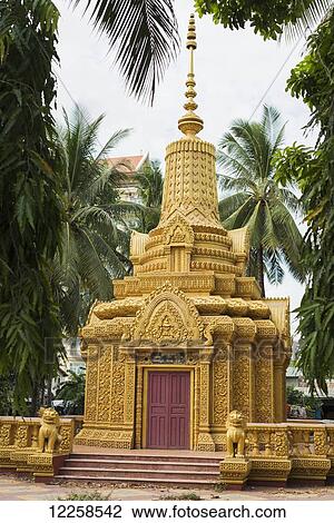 Stock Image - Pagoda in Wat Kandal; Battambang, Cambodia. Fotosearch