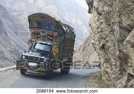 Painted And Decorated Pakistani Truck On Highway S1 Between Skardu And Gilgit In Baltistan, Northern Areas, Pakistan View Large Photo Image Picture - Painted And Decorated Pakistani Truck On Highway S1 Between Skardu And Gilgit In Baltistan, Northern Areas, Pakistan. Fotosearch