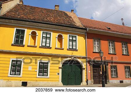 Painted Buildings In The Castle District; Budapest Hungary View Large Photo Image Stock Photo - Painted Buildings In The Castle District; Budapest Hungary. Fotosearch