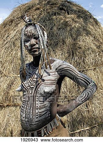 Painted Mursi Woman; Omo Valley, Ethiopia View Large Photo Image Stock Image - Painted Mursi Woman; Omo Valley, Ethiopia. Fotosearch