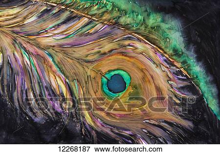 Painting of a colourful feather View Large Photo Image Stock Photo - Painting of a colourful feather. Fotosearch